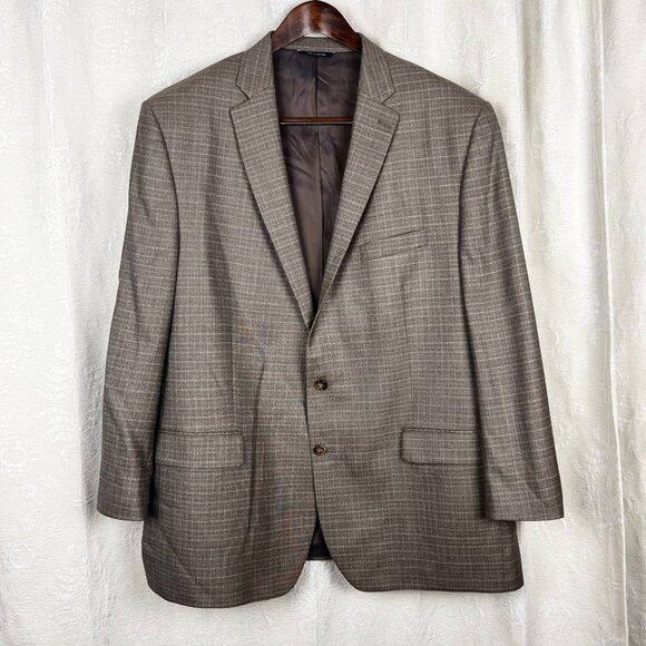 Silk wool 52L brown plaid 2-button sport coat suit jacket Ralph Lauren blazer - Picture 1 of 11